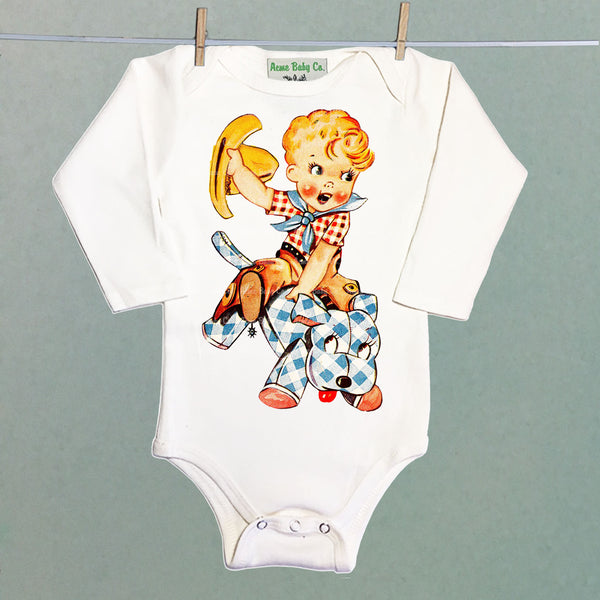 Buckaroo on Toy Horse One Piece Baby Bodysuit