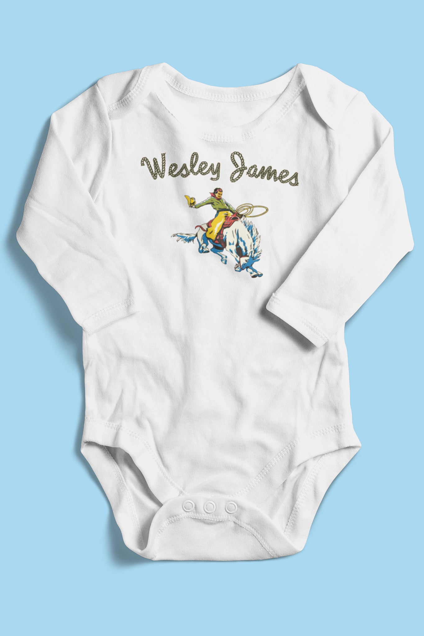 Personalized Buckaroo Organic One Piece Baby Bodysuit