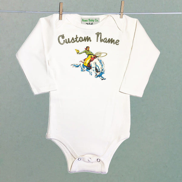 Personalized Buckaroo Organic One Piece Baby Bodysuit