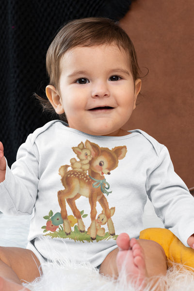 Deer with Bunnies Organic One Piece Baby Bodysuit