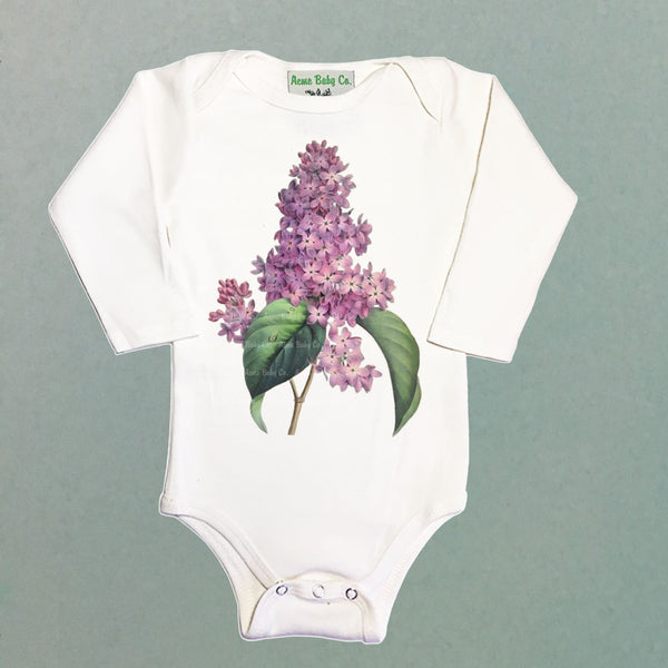 Lilac Flowers One Piece Baby Bodysuit