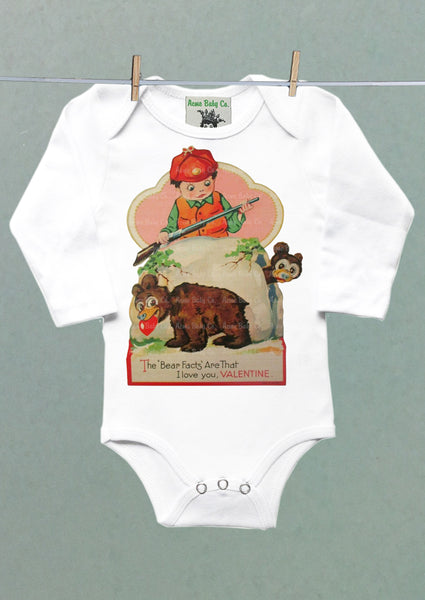 Valentine Bears Organic One Piece Baby Bodysuit