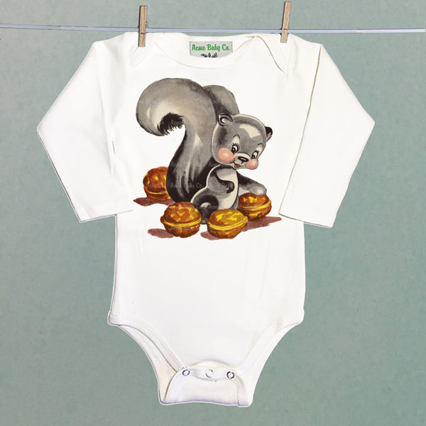 Cute Squirrel Organic One Piece Baby Bodysuit