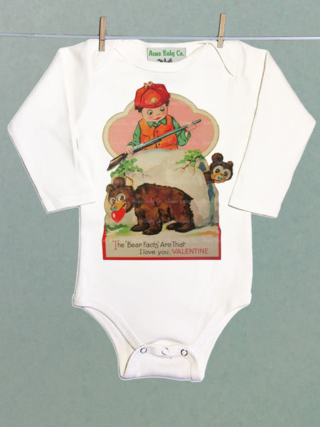 Valentine Bears Organic One Piece Baby Bodysuit