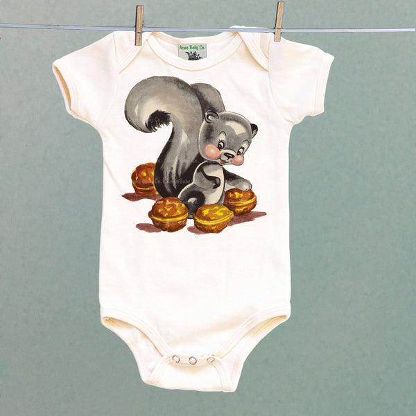 Cute Squirrel Organic One Piece Baby Bodysuit