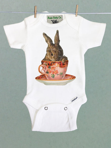 Teacup Bunny Organic One Piece Baby Bodysuit