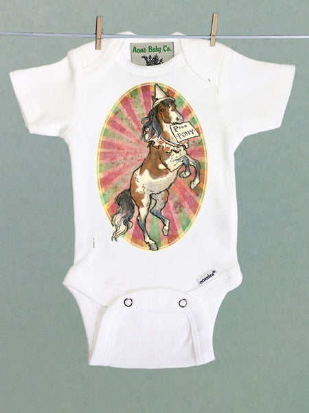 P is for Pony Circus Organic One Piece Baby Bodysuit