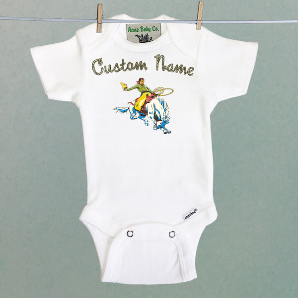 Personalized Buckaroo Organic One Piece Baby Bodysuit