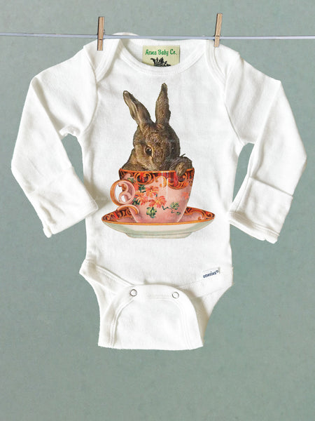 Teacup Bunny Organic One Piece Baby Bodysuit