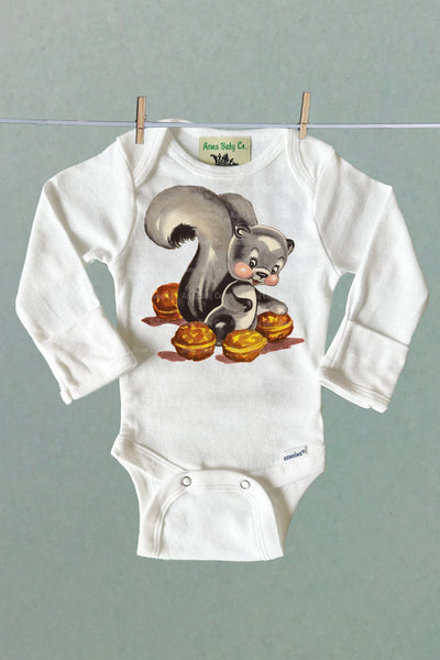 Cute Squirrel Organic One Piece Baby Bodysuit