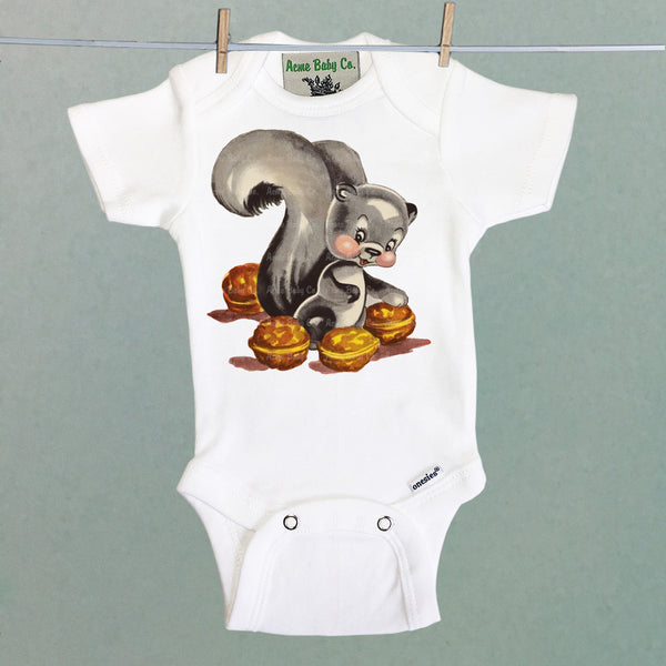 Cute Squirrel Organic One Piece Baby Bodysuit