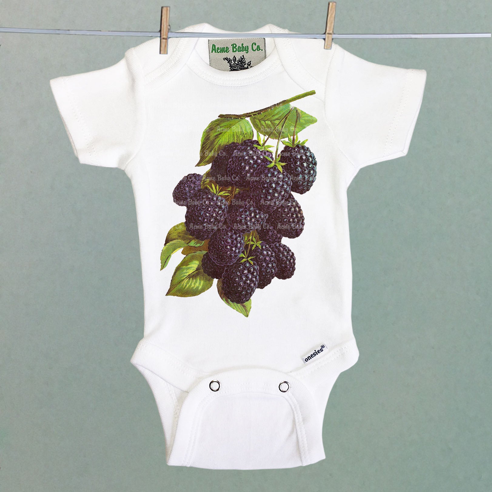 Blackberries One Piece Baby Bodysuit