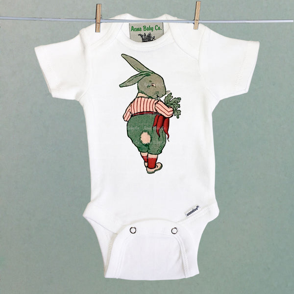 Bunny with Carrots One Piece Baby Bodysuit