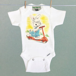Scooter Bunny Organic One Piece Baby Bodysuit