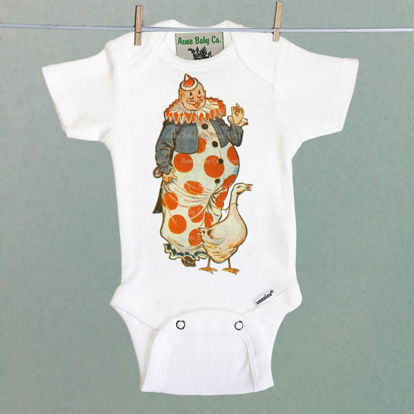 Clown and Goose One Piece Baby Bodysuit