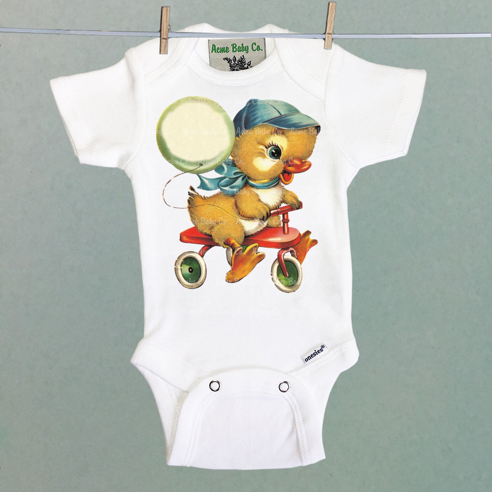 Tricycle Duckling Organic One Piece Baby Bodysuit