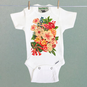 Victorian Flowers Organic One Piece Baby Bodysuit
