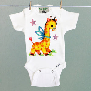 Kitschy Giraffe Organic One Piece Baby Bodysuit