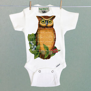Wise Owl One Piece Baby Bodysuit