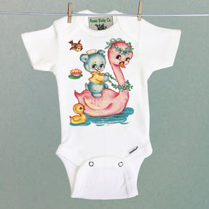 Pink Swan Organic One Piece Baby Bodysuit