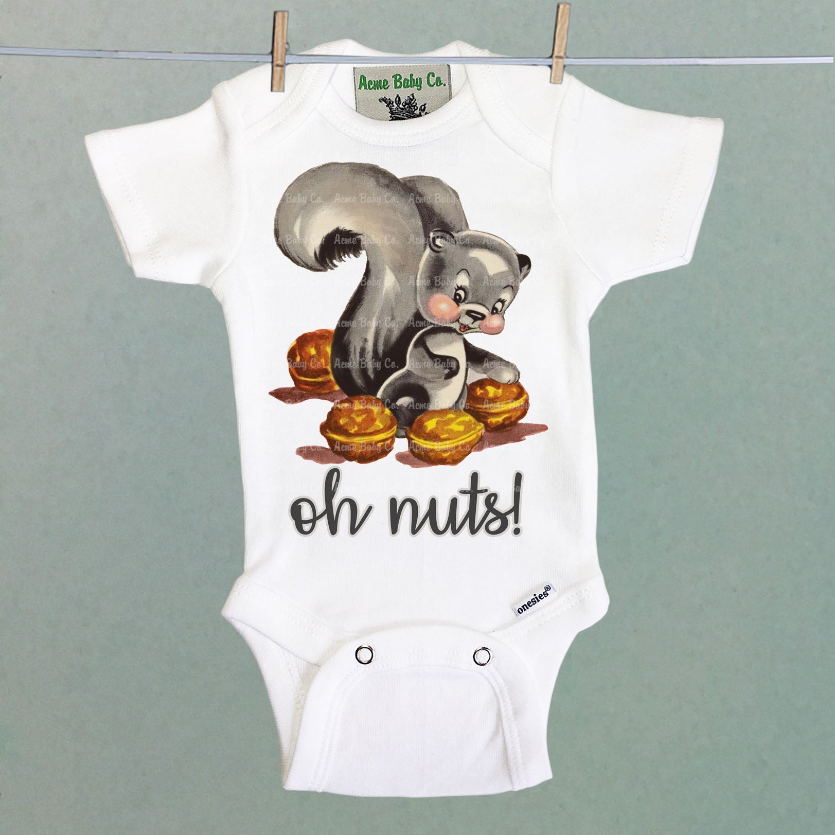 Oh Nuts! Squirrel Organic One Piece Baby Bodysuit