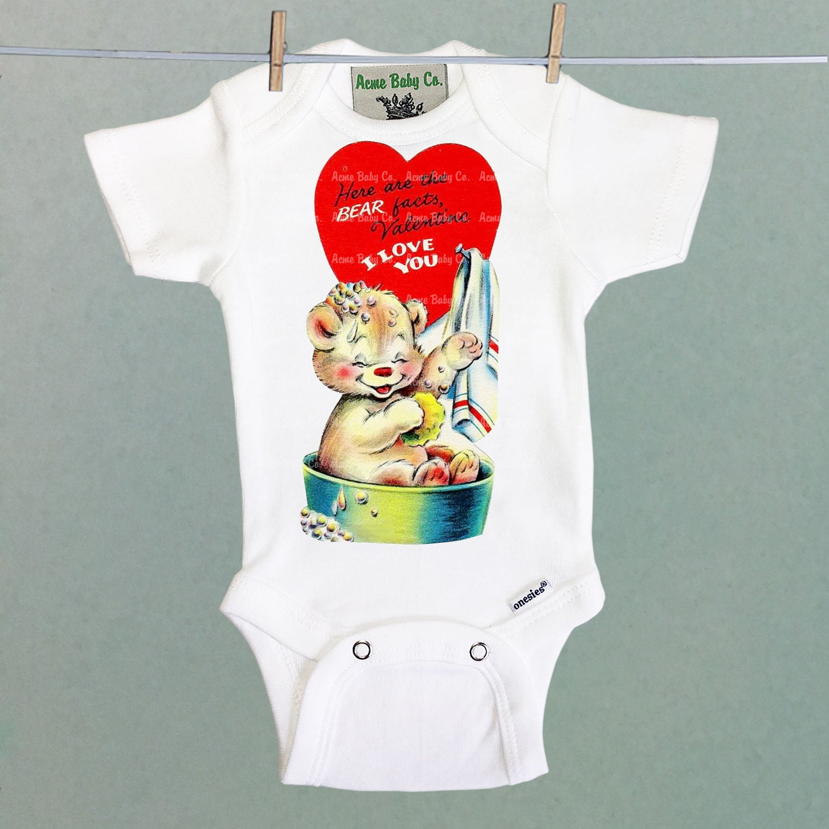 Bear Facts Valentine Organic One Piece Baby Bodysuit