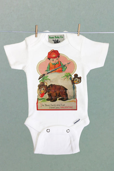 Valentine Bears Organic One Piece Baby Bodysuit