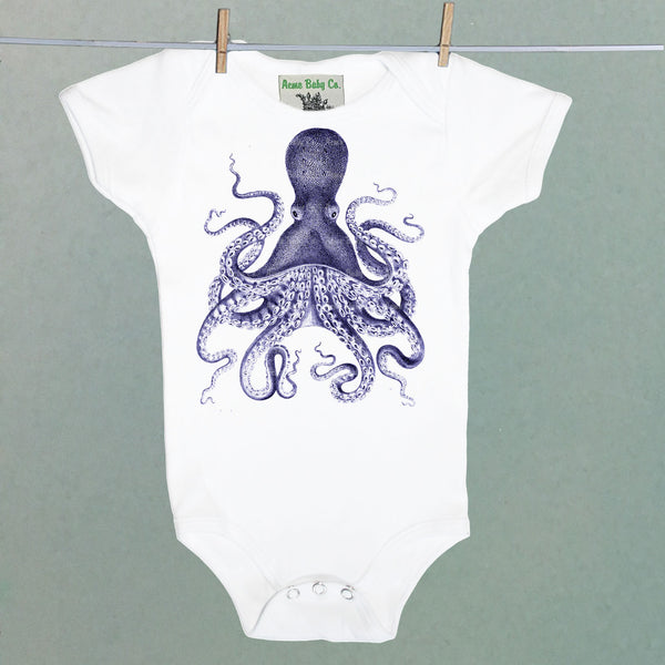 Blue Octopus One Piece Baby Bodysuit