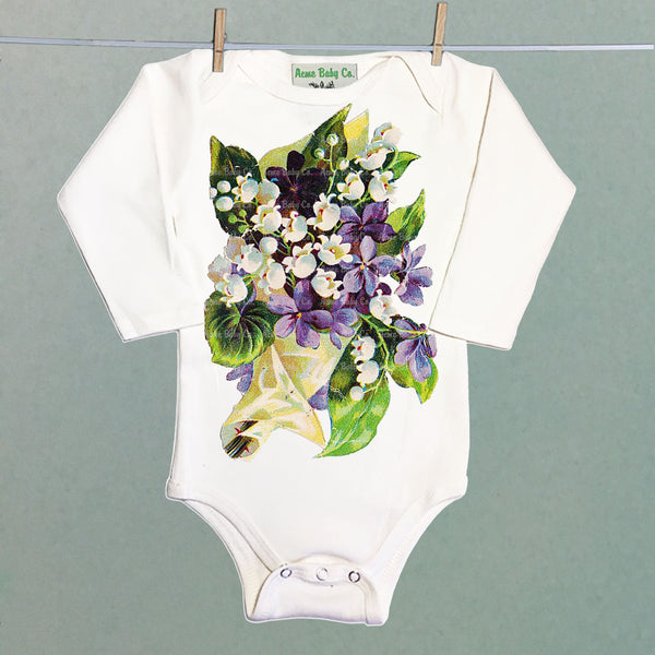 Violets Bouquet Organic One Piece Baby Bodysuit