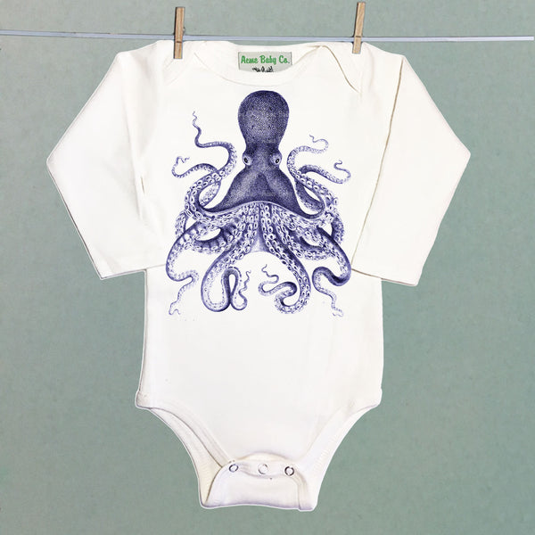 Blue Octopus Organic One Piece Baby Bodysuit
