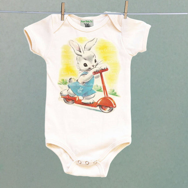 Scooter Bunny Organic One Piece Baby Bodysuit