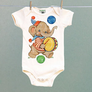 Circus Elephant Organic One Piece Baby Bodysuit - overstock