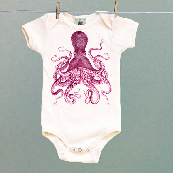 Pink Octopus One Piece Baby Bodysuit