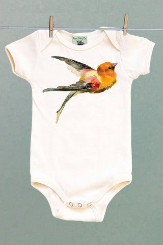 Orange Bird One Piece Baby Bodysuit