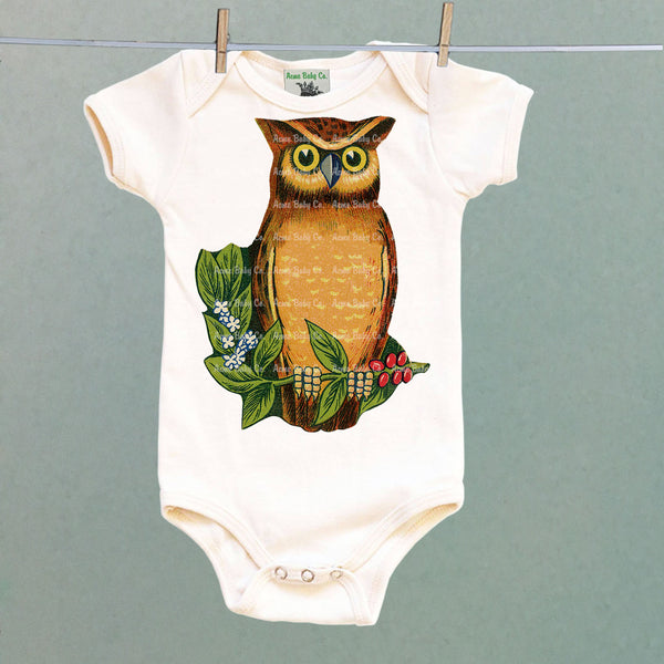 Wise Owl One Piece Baby Bodysuit