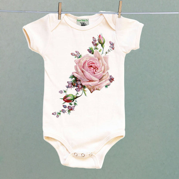 Roses and Heather Organic One Piece Baby Bodysuit