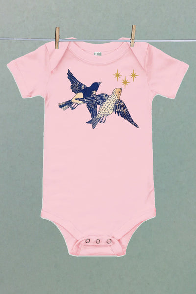 Bluebirds & Stars Baby One Piece