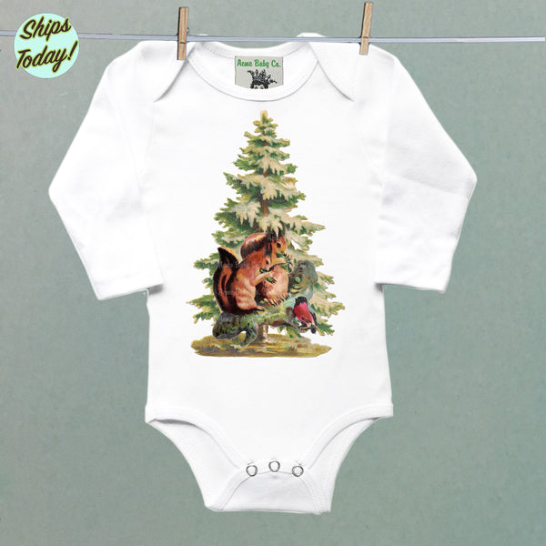 Snow Squirrels Organic One Piece Baby Bodysuit