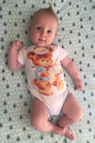Sailor Bear Baby Bodysuit with Color Trim