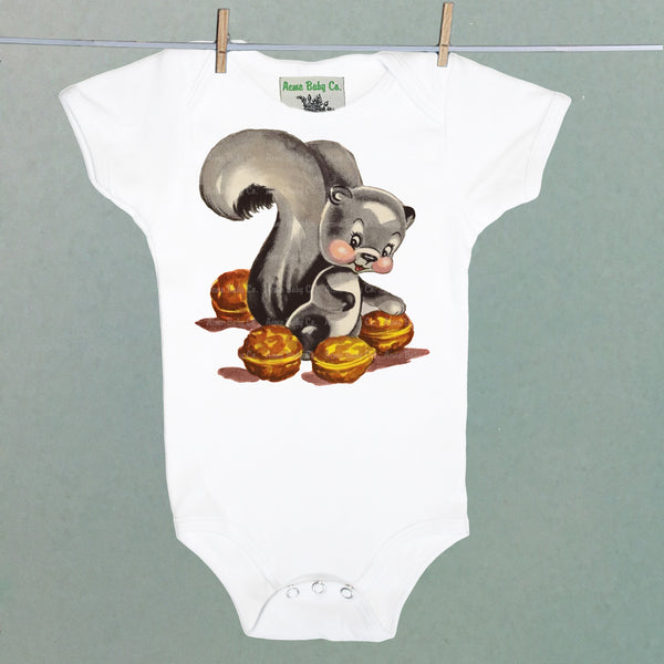 Cute Squirrel Organic One Piece Baby Bodysuit