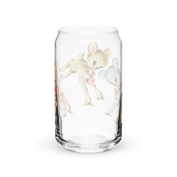 Frolicking Pastel Deer Can-Shaped Glass