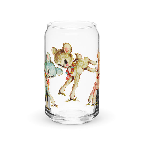 Frolicking Pastel Deer Can-Shaped Glass