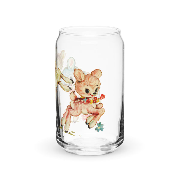 Frolicking Pastel Deer Can-Shaped Glass