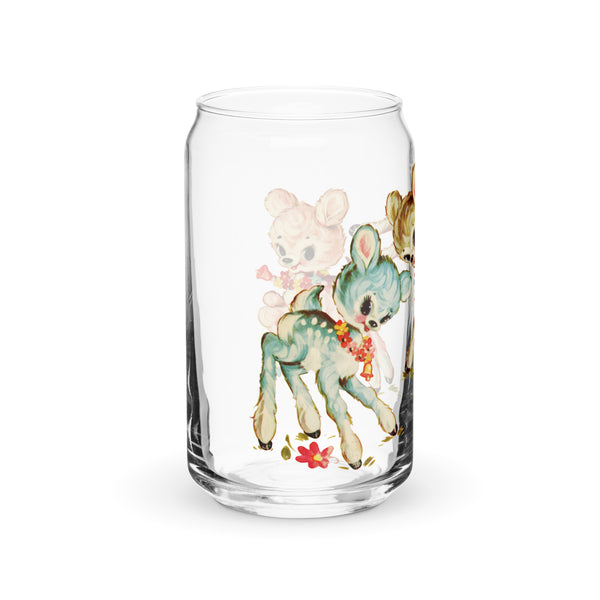 Frolicking Pastel Deer Can-Shaped Glass