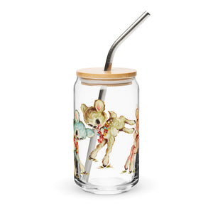 Frolicking Pastel Deer Can-Shaped Glass