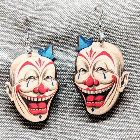 Creepy Clown Head Earrings