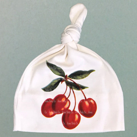 Red Cherries Organic Cotton Baby Knot Cap