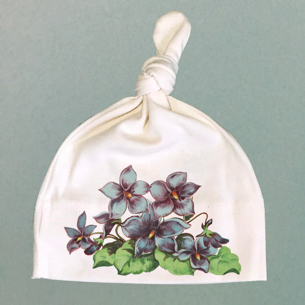 Sweet Violets Organic Cotton Baby Knot Cap