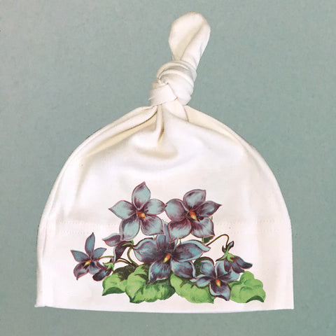 Sweet Violets Organic Cotton Baby Knot Cap