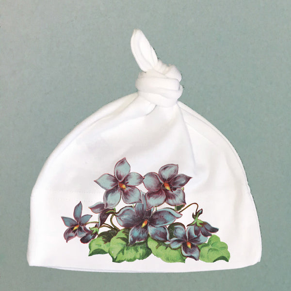 Sweet Violets Organic Cotton Baby Knot Cap